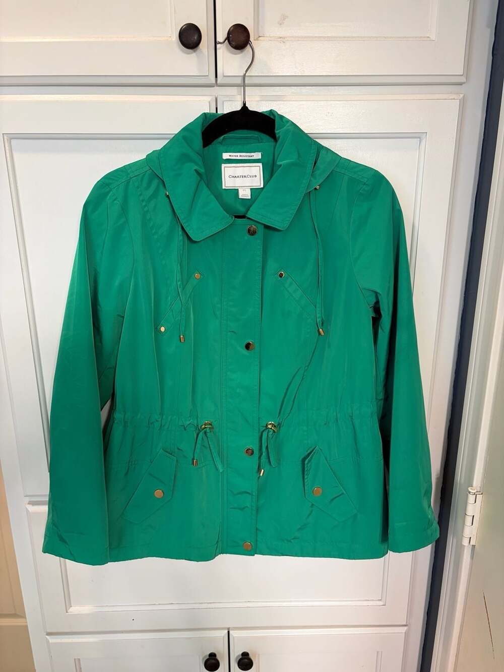 Charter Club Petite Water-Resistant Hooded Utility Anorak Rain Jacket PS